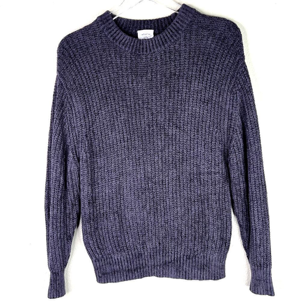 Aritzia Wilfred Free Salette Chenille Knit Pullover Sweater MEDIUM Gray Crew
